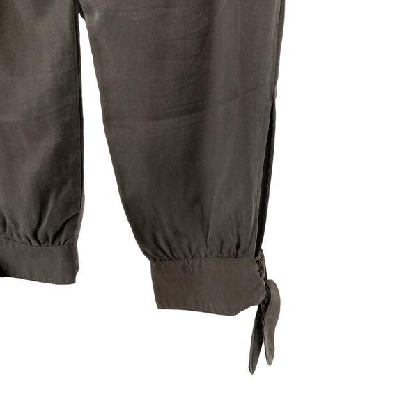 Amadi Tori Jogger Pants Olive Green Tencel Ankle Tie Womens M - Picture 6 of 10
